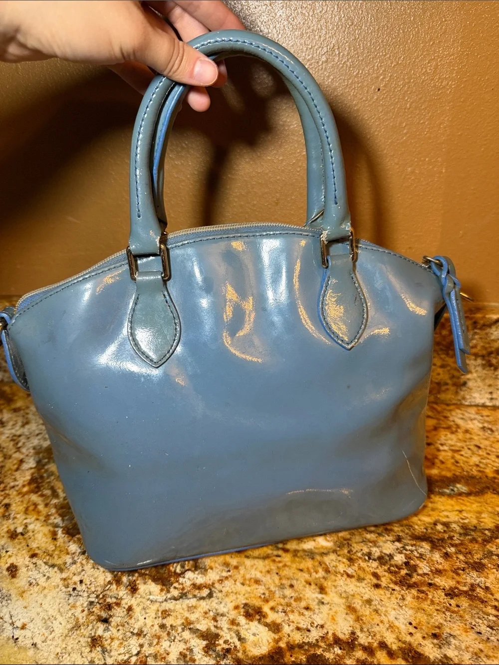 Dooney & Bourke Light Blue Patent Leather Satchel - Picture 3 of 9